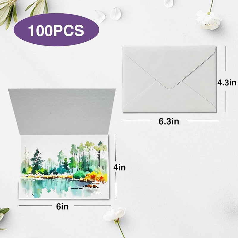 KOVIEDE 50 Pack Foldable Blank Watercolor Cards with Envelopes 4 x 6 Inch, 140lb Heavyweight, 100% Cotton, White, Acid-Free Water color Cards to Paint or Cards Making for Christmas Birthday - Image 5